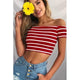 KANCOOLD tops high quality Ladies Off Shoulder Short Sleeve Striped Tops Clothes T-Shirt summer tops for women 2018 ap26