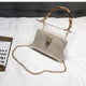 LEFTSIDE Transparent Bag For Women 2019 Handbag With Bamboo Handle Summer Small Chain Crossbody Bags Ladies Straw Beach Bags