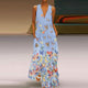 Laamei Summer Women Butterfly Print Long Dress Loose Pocket Beach Maxi Dress Bohemian Sexy V Neck Dress Femme Plus Size 5XL