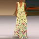Laamei Summer Women Butterfly Print Long Dress Loose Pocket Beach Maxi Dress Bohemian Sexy V Neck Dress Femme Plus Size 5XL