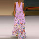 Laamei Summer Women Butterfly Print Long Dress Loose Pocket Beach Maxi Dress Bohemian Sexy V Neck Dress Femme Plus Size 5XL