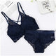Lace Push Up Bra Set Women Lingerie Set Wireless Bras Bralette Cross Back Knitted Beauty Back Cotton Bra And Brief Set