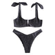 Ladies Sexy Bikini Swimwear Shirring Knotted Bikini Set Two-piece High Cut Women Summer Beach Swimsuit Bathing Suit