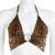 Leopard Printed Sexy Halter Crop Top Women Camis Backless Bandage Lace Up Sequins Metal Ring Tank Top 2018 Party Club Bustier