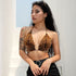 Leopard Printed Sexy Halter Crop Top Women Camis Backless Bandage Lace Up Sequins Metal Ring Tank Top 2018 Party Club Bustier