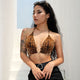 Leopard Printed Sexy Halter Crop Top Women Camis Backless Bandage Lace Up Sequins Metal Ring Tank Top 2018 Party Club Bustier