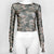 Long Sleeve Elastic Camouflage Slim T-Shirt Women Casual Sexy Short Wild Tees Streetwear Ladies Fashion Sexy Club Tight T-shirts