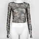 Long Sleeve Elastic Camouflage Slim T-Shirt Women Casual Sexy Short Wild Tees Streetwear Ladies Fashion Sexy Club Tight T-shirts