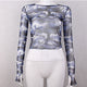 Long Sleeve Elastic Camouflage Slim T-Shirt Women Casual Sexy Short Wild Tees Streetwear Ladies Fashion Sexy Club Tight T-shirts