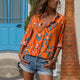 Long Sleeve Floral Print Chiffon Shirt Women Vintage Casual Turn-down Collar Button Tops Ladies Fashion Blouses Spring Autumn
