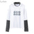 Lychee Spring Autumn Women T Shirt Character Letter Print Stripe Patchwork Casual Loose Long Sleeve T Shirt Tee Top