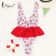 MIYOUJ 2018 Sexy Push Up One Piece Swimsuit Bathing Suit Women Swimwear Red Ruffle Halter Swimsuit Female Bather Swim beach wear