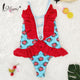 MIYOUJ 2018 Sexy Push Up One Piece Swimsuit Bathing Suit Women Swimwear Red Ruffle Halter Swimsuit Female Bather Swim beach wear