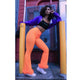 Mesh Capris Sexy New Mesh Trousers High Waist Slim Perspective Orange Fluffy Flare Pants Holiday Streetwear Pantalon Women Pant