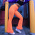 Mesh Capris Sexy New Mesh Trousers High Waist Slim Perspective Orange Fluffy Flare Pants Holiday Streetwear Pantalon Women Pant