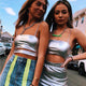 Metallic Silver Low Cut Camis Sexy Women Spaghetti Strap Crop Tops 2019 Summer Top Music Festival Clothing Rave Party Clubwear