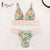 Miyouj Floral Bikini Bandage Bow Swimsuit  Push Up Swimwear Women Print Biquini Feminino 2018 Bathing Suit Monokini Bikini Set