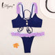 Miyouj Flower Bikini 2019 Ruffle Swimsuit Cross String Swimwear Hollow Out Bathing Suit Solid Bikini Set Lace Biquini Feminino