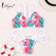 Miyouj Flower Bikini 2019 Ruffle Swimsuit Cross String Swimwear Hollow Out Bathing Suit Solid Bikini Set Lace Biquini Feminino