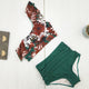 Miyouj High Waist Bikini Female 2019 One Shoulder Swimwear Women Bathing Suit Print Ruffle Swimsuit Swim Beach Halter Bikini Set