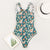 Miyouj One Piece Swimsuit Stripe Sexy Deep V-neck Hollow out Swimwear Women Backless Bandage Print Bathing Suit 2018 Monokini