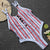 Miyouj One Piece Swimsuit Stripe Sexy Deep V-neck Hollow out Swimwear Women Backless Bandage Print Bathing Suit 2018 Monokini