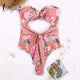 Miyouj One Piece Swimsuit Stripe Sexy Deep V-neck Hollow out Swimwear Women Backless Bandage Print Bathing Suit 2018 Monokini