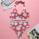 Miyouj One Piece Swimsuit Stripe Sexy Deep V-neck Hollow out Swimwear Women Backless Bandage Print Bathing Suit 2018 Monokini