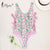 Miyouj One Piece Swimsuit Stripe Sexy Deep V-neck Hollow out Swimwear Women Backless Bandage Print Bathing Suit 2018 Monokini
