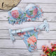 Miyouj Ruffle Bikini Off Shoulder Floral Swimsuit Bandage Bow Swimwear Push Up Biquini Feminino Bathing Suit Women Bikini Set