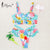 Miyouj Ruffle Bikini Off Shoulder Floral Swimsuit Bandage Bow Swimwear Push Up Biquini Feminino Bathing Suit Women Bikini Set