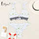 Miyouj Ruffle Bikini Off Shoulder Floral Swimsuit Bandage Bow Swimwear Push Up Biquini Feminino Bathing Suit Women Bikini Set
