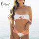 Miyouj Ruffle Bikini Off Shoulder Floral Swimsuit Bandage Bow Swimwear Push Up Biquini Feminino Bathing Suit Women Bikini Set