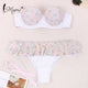 Miyouj Ruffle Bikini Off Shoulder Floral Swimsuit Bandage Bow Swimwear Push Up Biquini Feminino Bathing Suit Women Bikini Set