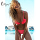 Miyouj Ruffle Bikini Solid Floral Swimsuit Lace Up Bandage Swimwear Women String White Bathing Suits Yellow Biquini Wave Bikinis
