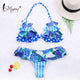 Miyouj Ruffle Bikini Solid Floral Swimsuit Lace Up Bandage Swimwear Women String White Bathing Suits Yellow Biquini Wave Bikinis