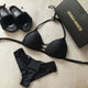 Miyouj Sexy Hollow Out Bikini Push Up String Swimsuit Women Solid Swimwear Female 2019 Black Bathing Suit Biquini Halter Bikinis