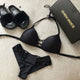 Miyouj Sexy Hollow Out Bikini Push Up String Swimsuit Women Solid Swimwear Female 2019 Black Bathing Suit Biquini Halter Bikinis