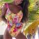 Miyouj Sexy Hollow Out Ruffle One Piece Swimsuit Bow Bandage Swimwear Women Floral Biquinis Feminino 2019 Bikini Thong Beach