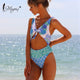 Miyouj Sexy Hollow Out Ruffle One Piece Swimsuit Bow Bandage Swimwear Women Floral Biquinis Feminino 2019 Bikini Thong Beach