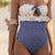 Miyouj Sexy Hollow Out Ruffle One Piece Swimsuit Bow Bandage Swimwear Women Floral Biquinis Feminino 2019 Bikini Thong Beach