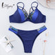 Miyouj Sexy Leopard Bikini Push Up Deep V Swimsuit Female Hollow Out Bathing Suit Women Snake Skin Print Biquini Halter Bikinis