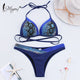Miyouj Sexy Leopard Bikini Push Up Deep V Swimsuit Female Hollow Out Bathing Suit Women Snake Skin Print Biquini Halter Bikinis