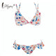 Miyouj Sexy Ruffle Bikini 2019 Push Up Swimsuit Cross Bandage Swimwear Print Bathing Suit Women Deep V Neck Biquini Bikini Set