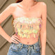 Multi Colors Strapless Tube Tops Shiny Wavy Sequins Women Crop Top Rave Festival Tank Top Beach Sleeveless Vest Party Clubwear