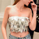 Multi Colors Strapless Tube Tops Shiny Wavy Sequins Women Crop Top Rave Festival Tank Top Beach Sleeveless Vest Party Clubwear