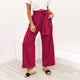 Nadafair Casual High Waist Straight Pant Women Belted Wide Leg Capris Trouser Spring Summer Ankle-length Pants Female