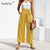 Nadafair Casual High Waist Straight Pant Women Belted Wide Leg Capris Trouser Spring Summer Ankle-length Pants Female