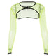 Neon Green Long Sleeve Crop Top Mesh See Through Buckle T Shirts Fashion 2019 Summer Streetwear Trendy Sexy Half Tops For Women