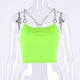 Neon Green Low Cut Camis Fashion Thick Link Chain Crop Tops 2019 Summer Top Rave Festival Clothing Sexy Party Camisole Clubwear